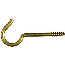 Ceiling Hook, Solid Brass, 3-3/8-In., 2-Pk.