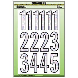 House Address Number Set, Peel & Stick, Silver/Prism Vinyl, 3-In.