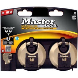 Disc Lock Keyed Padlocks, 2-Pack, 2-3/4-In.