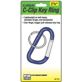 Key Ring, C-Clip, Aluminum, 2-3/8-In.