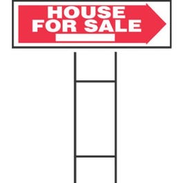 "House For Sale" Sign,Red & White Plastic With H-Bracket, 10 x 24-In.