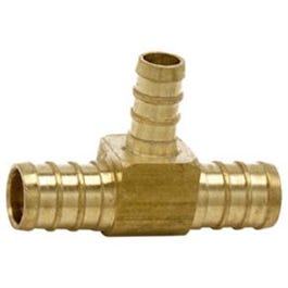 Pex Pipe Fitting, Tee, Brass, Lead-Free, 1/2 x 1/2 x 3/8-In. Barb