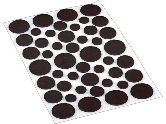 Shepherd Hardware Self-Adhesive Felt Surface Protection Pads, Assorted Sizes, 46-Count, Brown