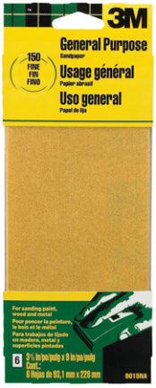 SANDPAPER FINE CUT 150 GRIT 6/PK