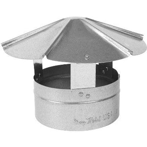 Gray Metal Prods 8-327R Round Shanty Style Rain Cap, 26 Gauge Galvanized Steel ~ 8