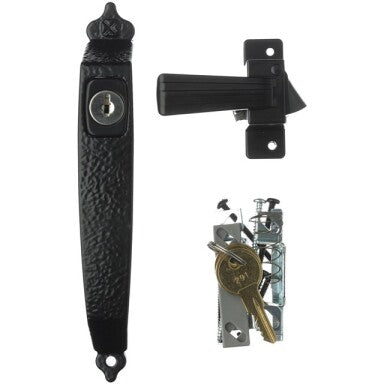 Hampton Products Keyed Colonial Push Button Latch, Black