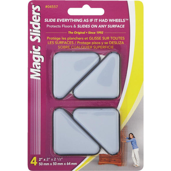 Magic Sliders 2 In. x 2-1/2 In. Triangle Self Adhesive Furniture Glide,(4-Pack)