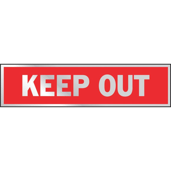 Hy-Ko Brushed Aluminum Sign, Keep Out