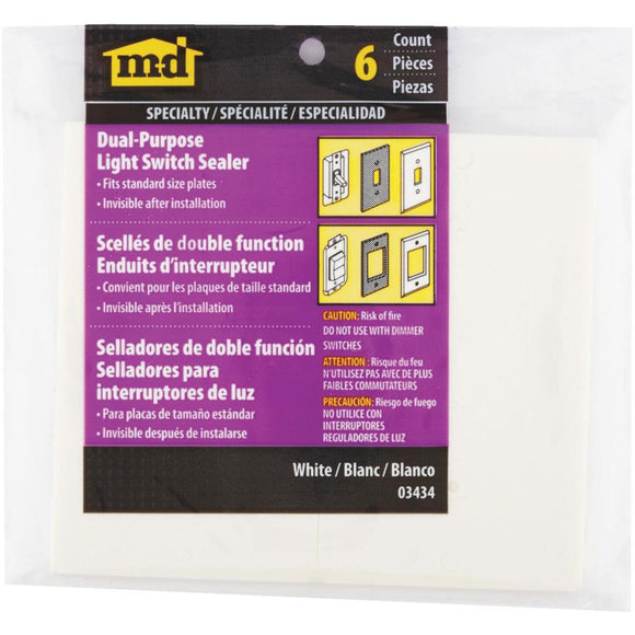 M-D Dual Purpose Switch & Wall Plate Insulator, (6-Pack)
