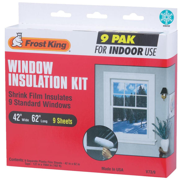 Frost King 42 In. x 62 In. Indoor Shrink Film Window Kit, (9-Pack)