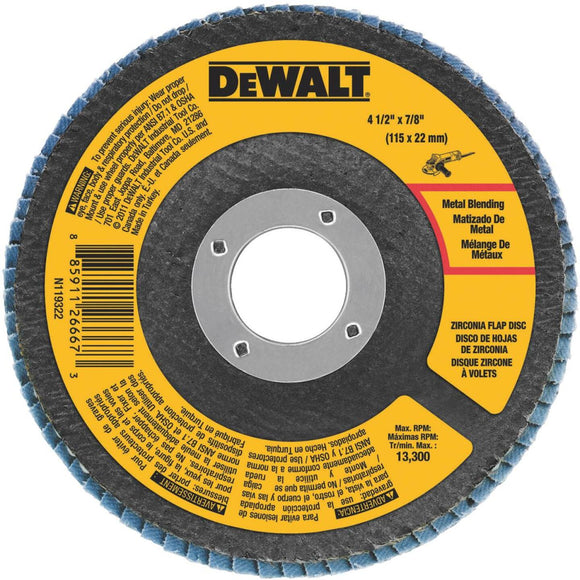 DeWalt 4-1/2 In. x 7/8 In. 60-Grit Type 29 Zirconia Angle Grinder Flap Disc