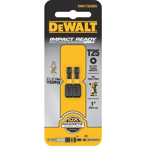 DeWalt FlexTorq 1 In. T25 TORX Insert Impact Screwdriver Bit (2-Pack)