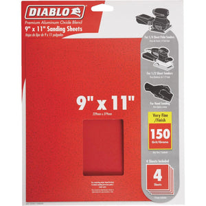 Diablo 9 In. x 11 In. 150 Grit Very Fine Sandpaper (4-Pack)