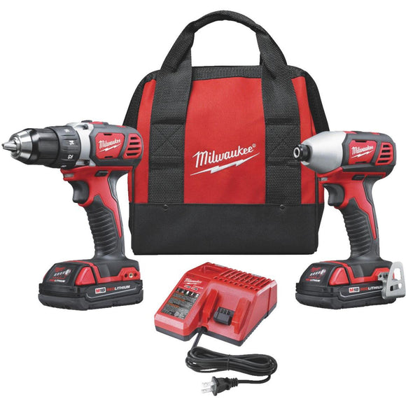 Milwaukee 2-Tool M18 Lithium-Ion Compact Drill/Driver & Impact Driver Cordless Tool Combo Kit
