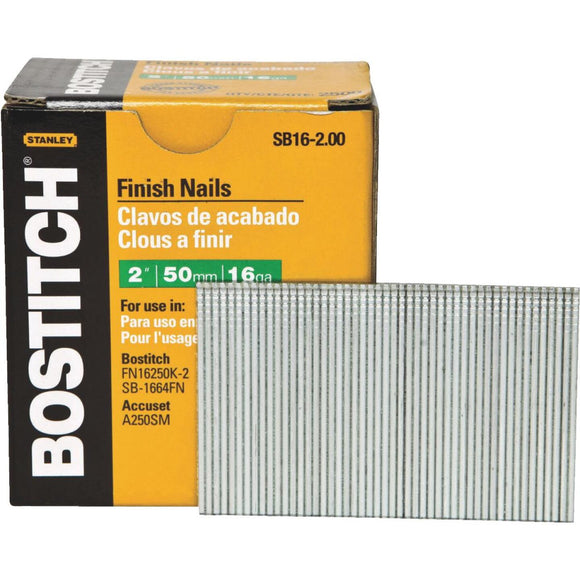Bostitch 16-Gauge Coated Straight Finish Nail, 2 In. (2500 Ct.)