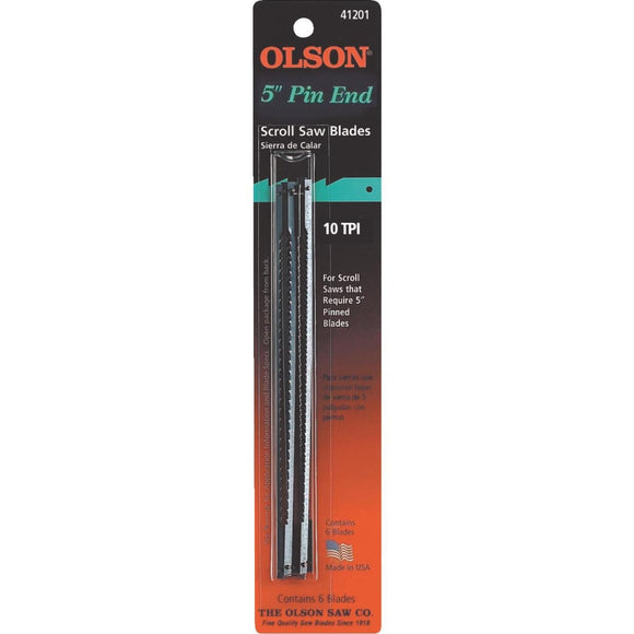 Olson 10TPI Regular Pin End Scroll Saw Blade (6 Count)