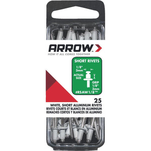Arrow 1/8 In. x 1/8 In. White Aluminum Rivet (25 Count)