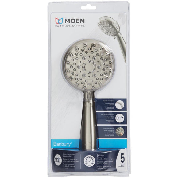 Moen Banbury 5-Spray 1.75 GPM Handheld Shower, Brushed Nickel