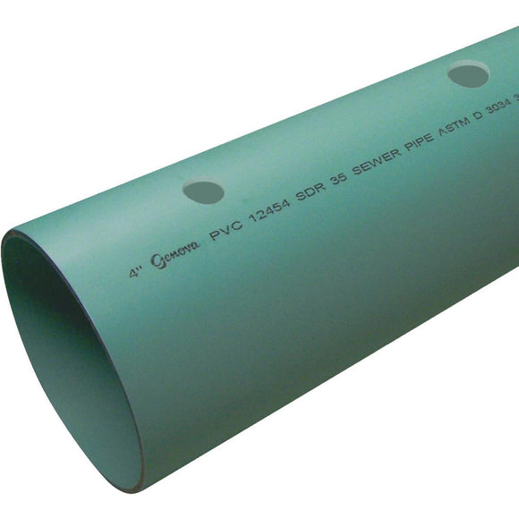 Charlotte Pipe 4 In. x 10 Ft. Perforated SDR35 PVC Drain & Sewer Pipe, Belled End