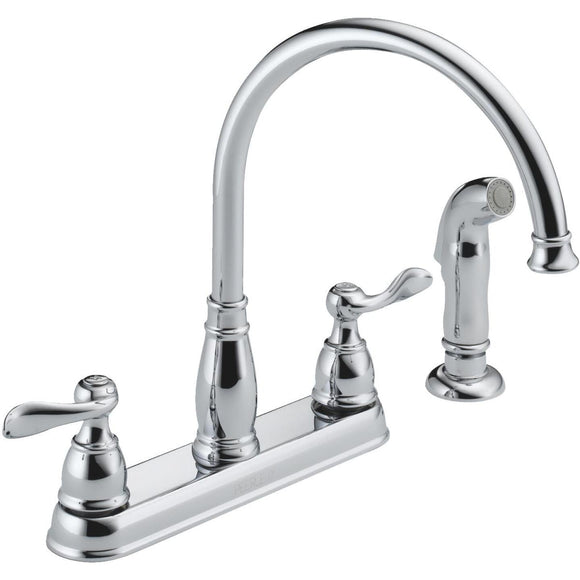 Delta Windemere Dual Handle Lever Kitchen Faucet with Side Spray, Chrome