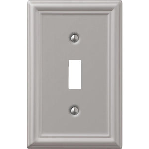 Amerelle Chelsea 1-Gang Stamped Steel Toggle Switch Wall Plate, Brushed Nickel