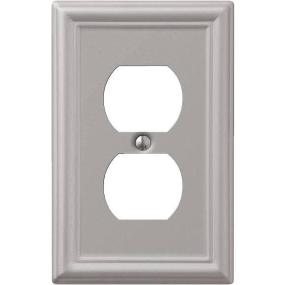 Amerelle Chelsea 1-Gang Stamped Steel Outlet Wall Plate, Brushed Nickel