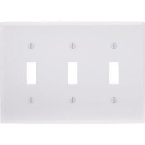 Leviton 3-Gang Plastic Toggle Switch Wall Plate, White