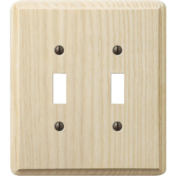 Amerelle 2-Gang Solid Ash Toggle Switch Wall Plate, Unfinished Ash