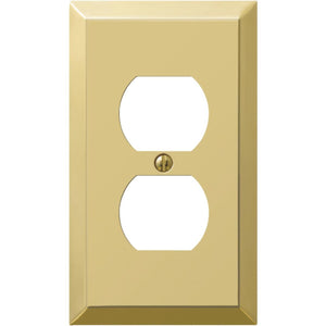 Amerelle 1-Gang Stamped Steel Outlet Wall Plate, Polished Brass