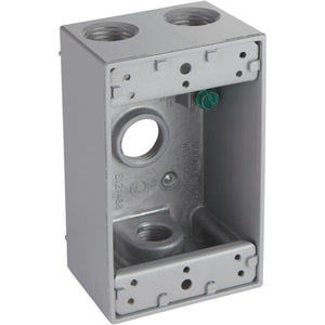 Bell Single Gang 1/2 In. 4-Outlet Gray Aluminum Weatherproof Electrical Outdoor Outlet Box