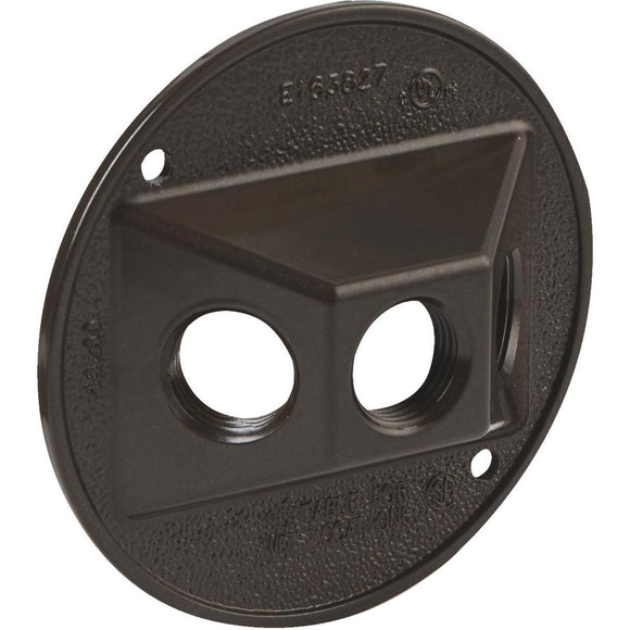 Bell 3-Outlet Round Zinc Bronze Cluster Weatherproof Outdoor Box Cover, Shrink Wrapped