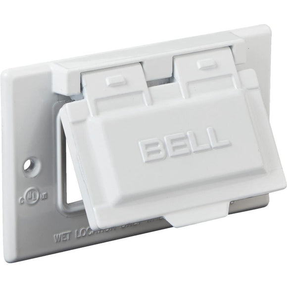 Bell Single Gang Rectangular Aluminum White GFCI Outdoor Box Cover