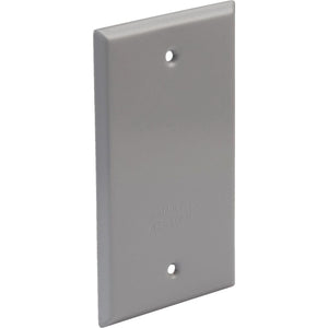 Bell Single Gang Rectangular Aluminum Gray Blank Weatherproof Outdoor Box Cover, Shrink Wrapped