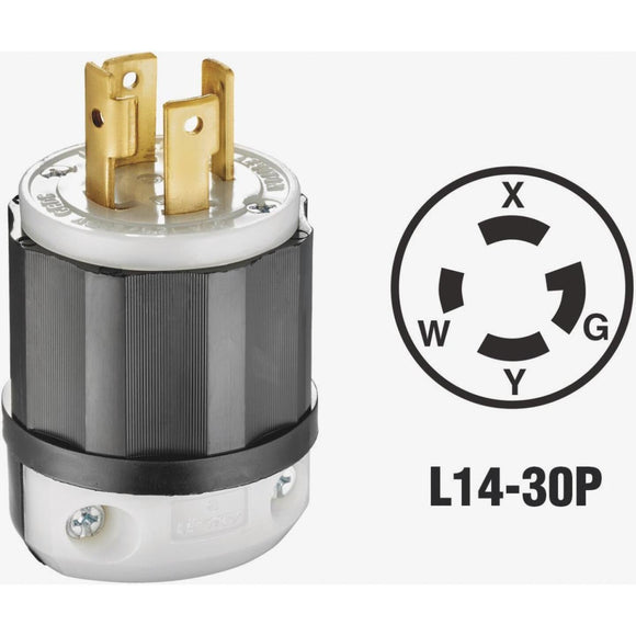 Leviton 30A 125V/250V 4-Wire 3-Pole Industrial Grade Locking Cord Plug