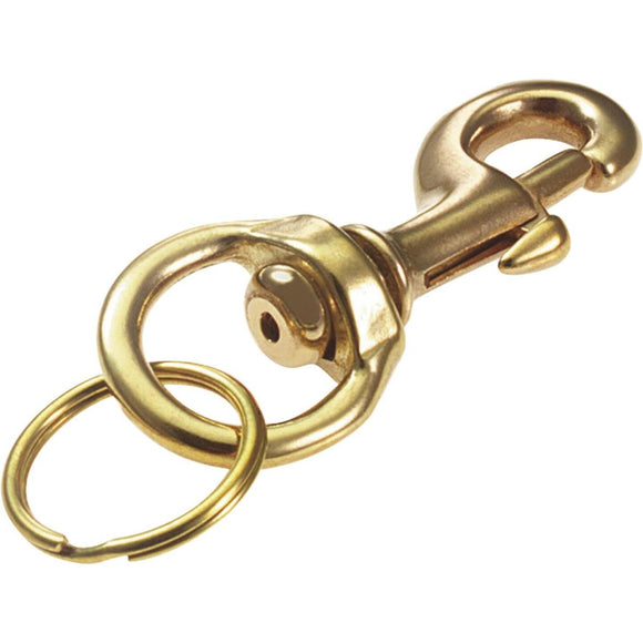 Lucky Line Secure-A-Key Solid Brass 1 In. x 3-1/8 In. L. Bolt Snap Key Chain