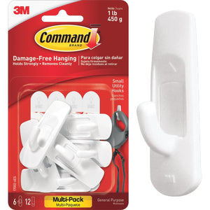 Command 7/8 In. x 2-3/8 In. Utility Adhesive Hook (6 Pack)