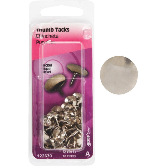 Hillman Anchor Wire Nickel 23/64 In. x 15/64 In. Thumb Tack (40 Ct.)