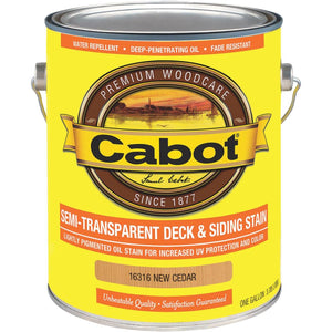Cabot VOC Semi-Transparent Deck & Siding Exterior Stain, New Cedar, 1 Gal.
