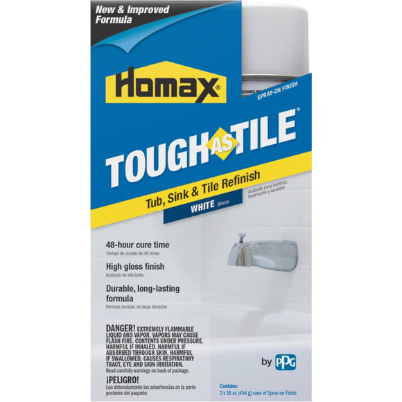 Homax Tough as Tile 16 Oz. White High Tub & Tile Spray Paint Finish (2-Pack)