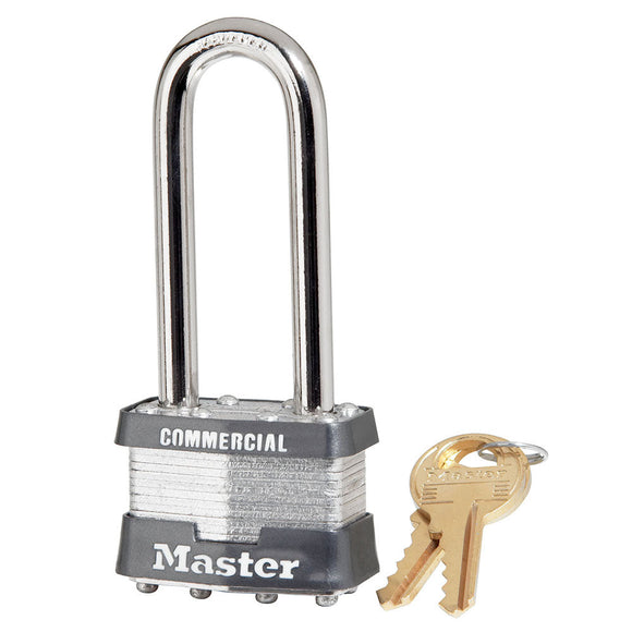 Master Lock Laminated Padlocks 1-3/4in (44mm) Wide Laminated Steel Pin Tumbler Padlock with 2-1/2in (64mm) Shackle, Keyed Alike