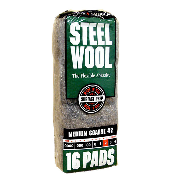 Homax® Steel Wool, Medium Coarse, GRADE #2, 16 Pads