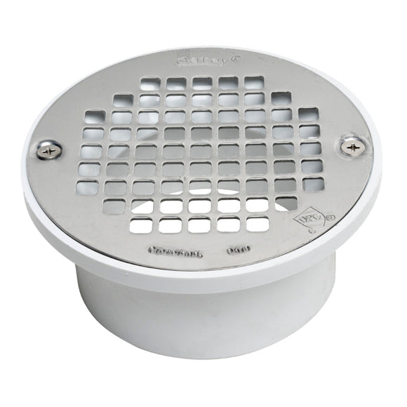 Oatey® 3 in. or 4 in. PVC General Purpose Drain with 5 in. Stainless Steel Screw-Tite Strainer