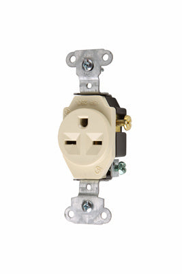 Pass & Seymour 15A 250V Heavy Duty Spec-Grade Single Receptacle, Back and Side Wire, Ivory